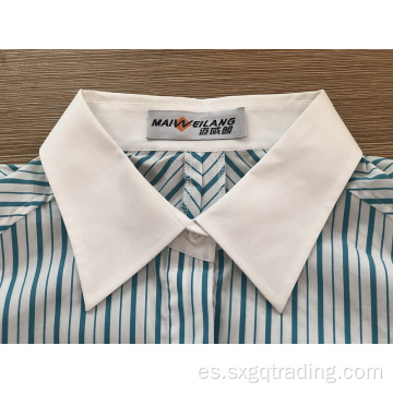 Camisa de manga larga de spandex de rayas teñidas en hilo femenino
